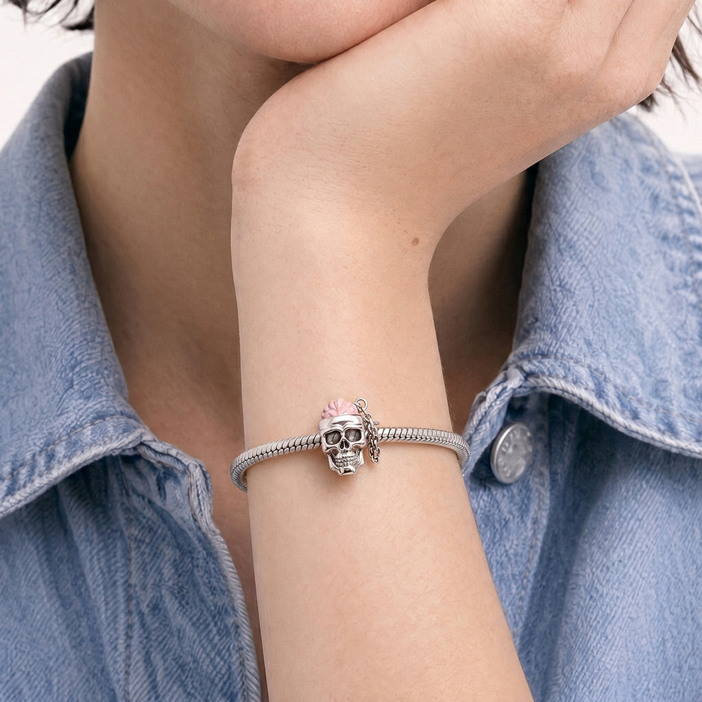 Gnoce Skull Brain Charm Platinum-plated Silver Blend_4