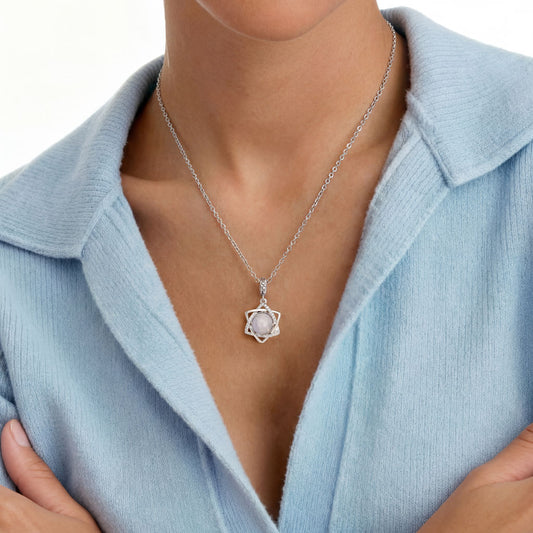 Gnoce Hexagon Star Engravable Charm Platinum-plated Silver Blend_3