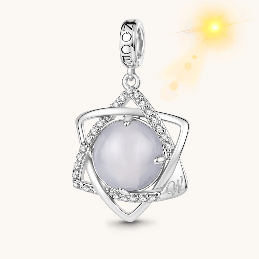Gnoce Hexagon Star Engravable Charm Platinum-plated Silver Blend_2
