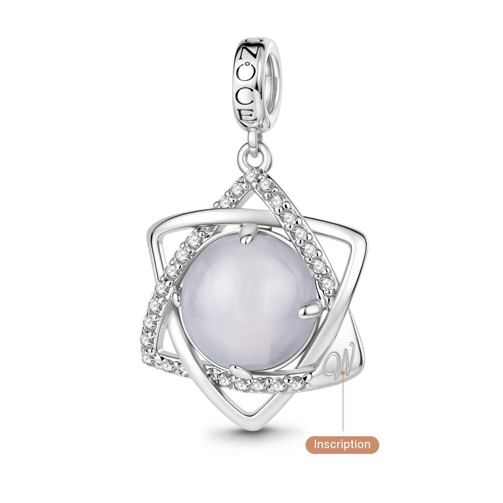 Gnoce Hexagon Star Engravable Charm Platinum-plated Silver Blend_6