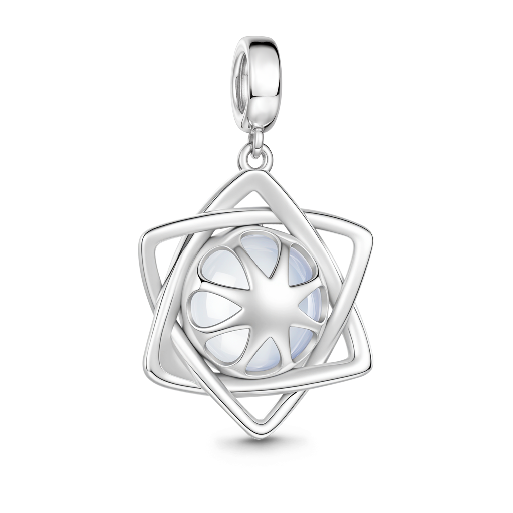Gnoce Hexagon Star Engravable Charm Platinum-plated Silver Blend_7
