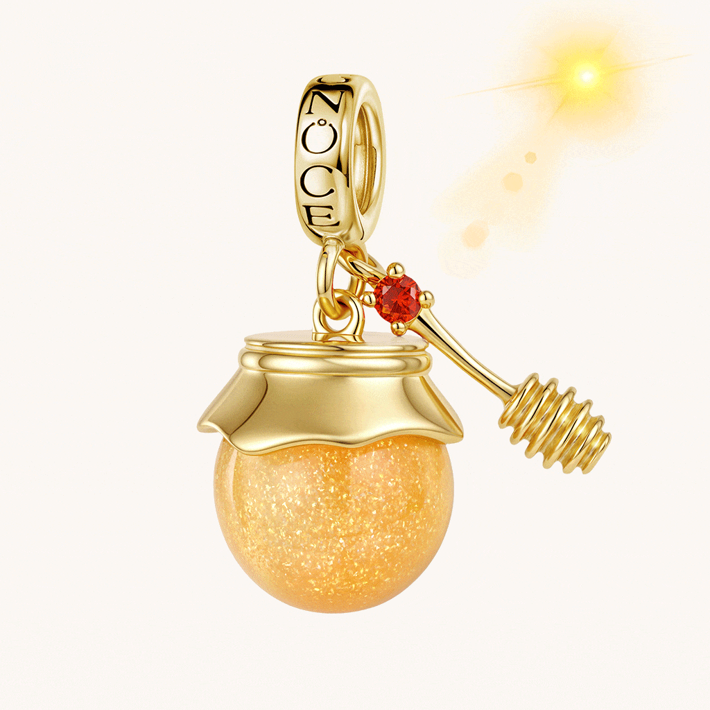 Gnoce Honey Jar & Spoon Charm Platinum-plated Silver Blend_2