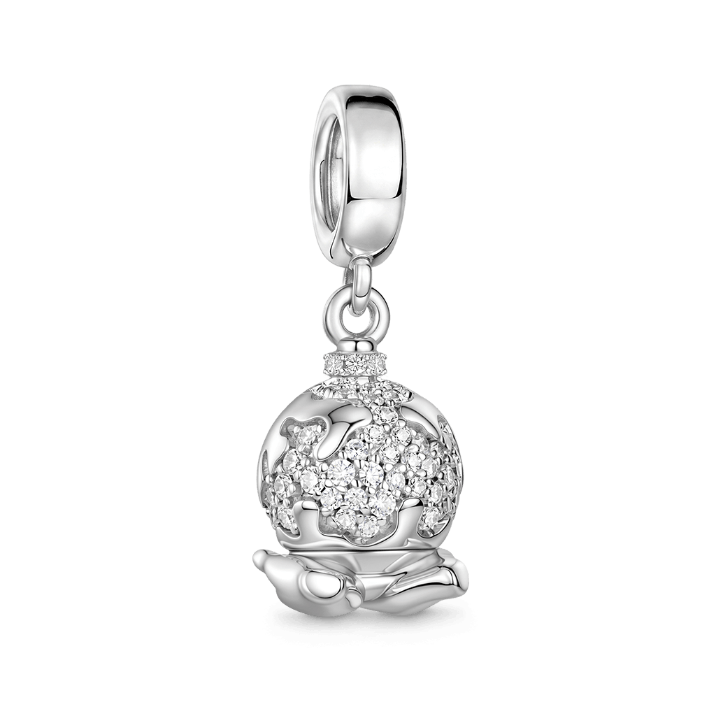 Gnoce Holding A Rotating Earth Charm Platinum-plated Silver Blend_7