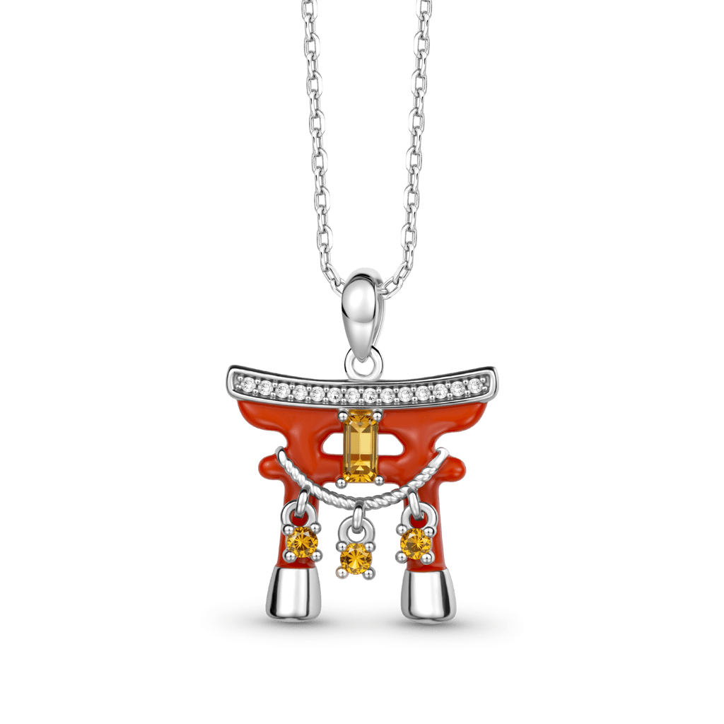 Gnoce Japanese Torii Gate Pendant Necklace Platinum-plated Silver Blend_1