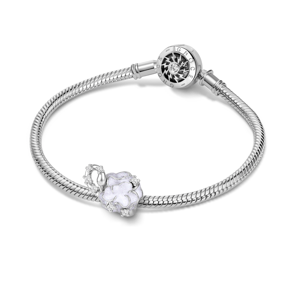 Gnoce Flower & Bird Charm Platinum-plated Silver Blend_3