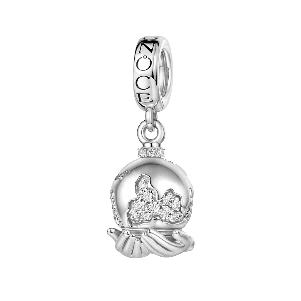Gnoce Holding A Rotating Earth Charm Platinum-plated Silver Blend_1