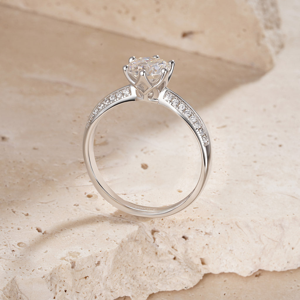 Gnoce Classic 1ct VVS Moissanite Cathedral Engagement Ring_4