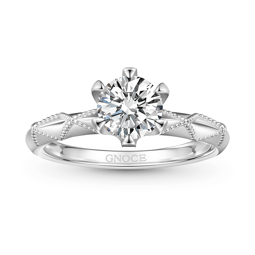 Gnoce Classic 1 Ct Round Halo 925S & VVS Moissanite Engagement Ring_1
