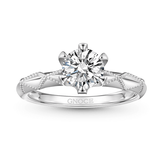 Gnoce Classic 1 Ct Round Halo 925S & VVS Moissanite Engagement Ring_1