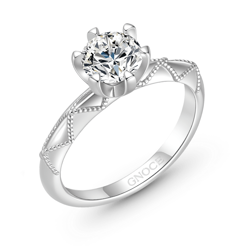 Gnoce Classic 1 Ct Round Halo 925S & VVS Moissanite Engagement Ring_2