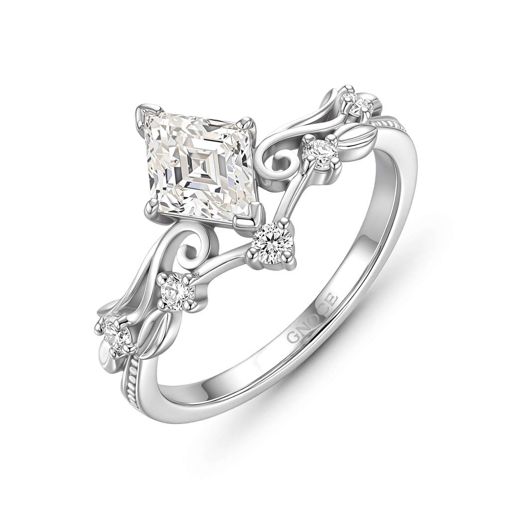 Gnoce Leaf & Vine  Diamond-cut Engagement Ring Platinum-plated Silver Blend_4