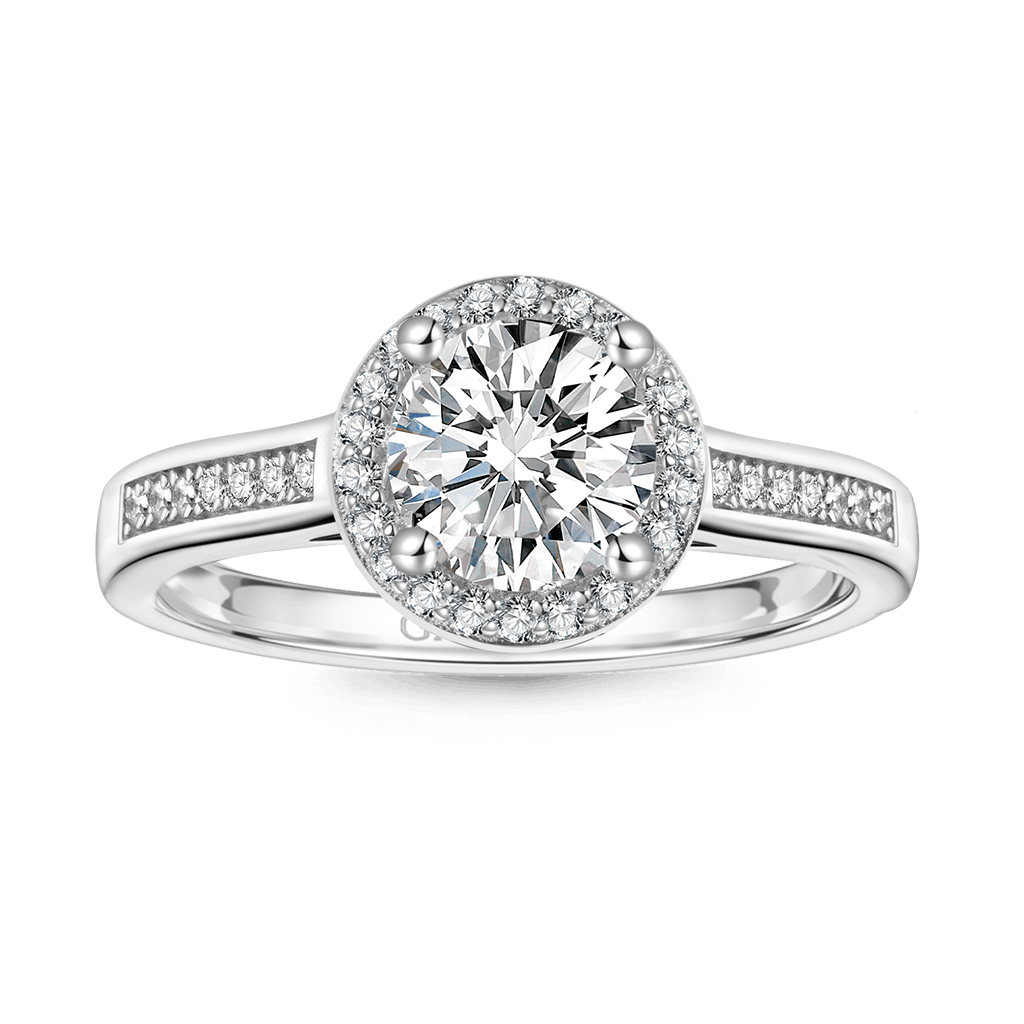 Gnoce Shiny Round Halo 925S & VVS Moissanite Engagement Ring_1