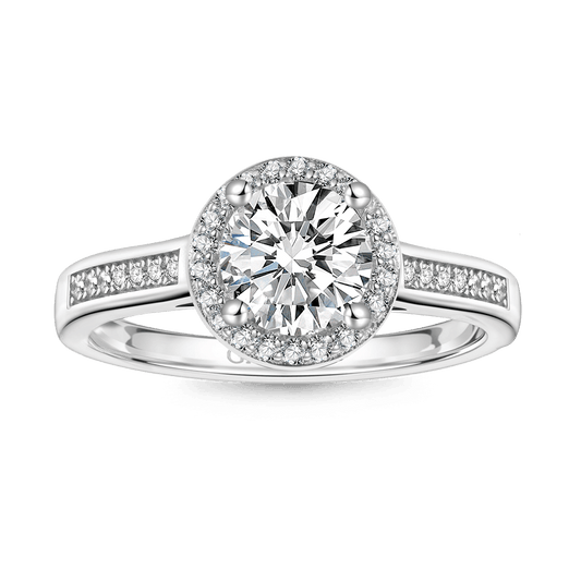 Gnoce Shiny Round Halo 925S & VVS Moissanite Engagement Ring_1