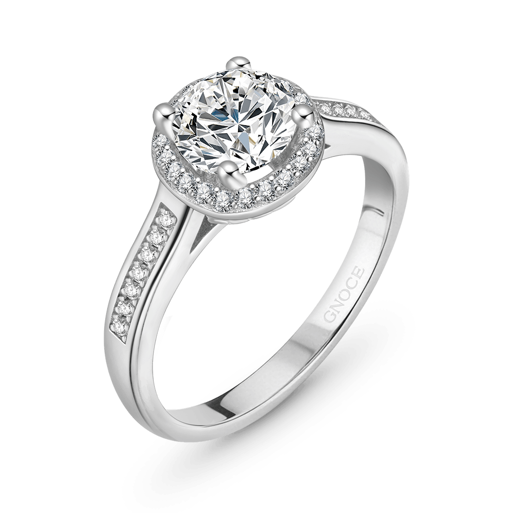 Gnoce Shiny Round Halo 925S & VVS Moissanite Engagement Ring_2
