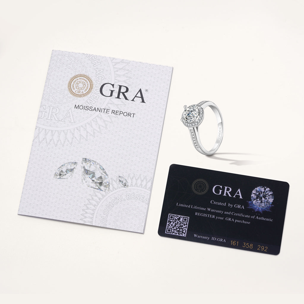 Gnoce Shiny Round Halo 925S & VVS Moissanite Engagement Ring_4