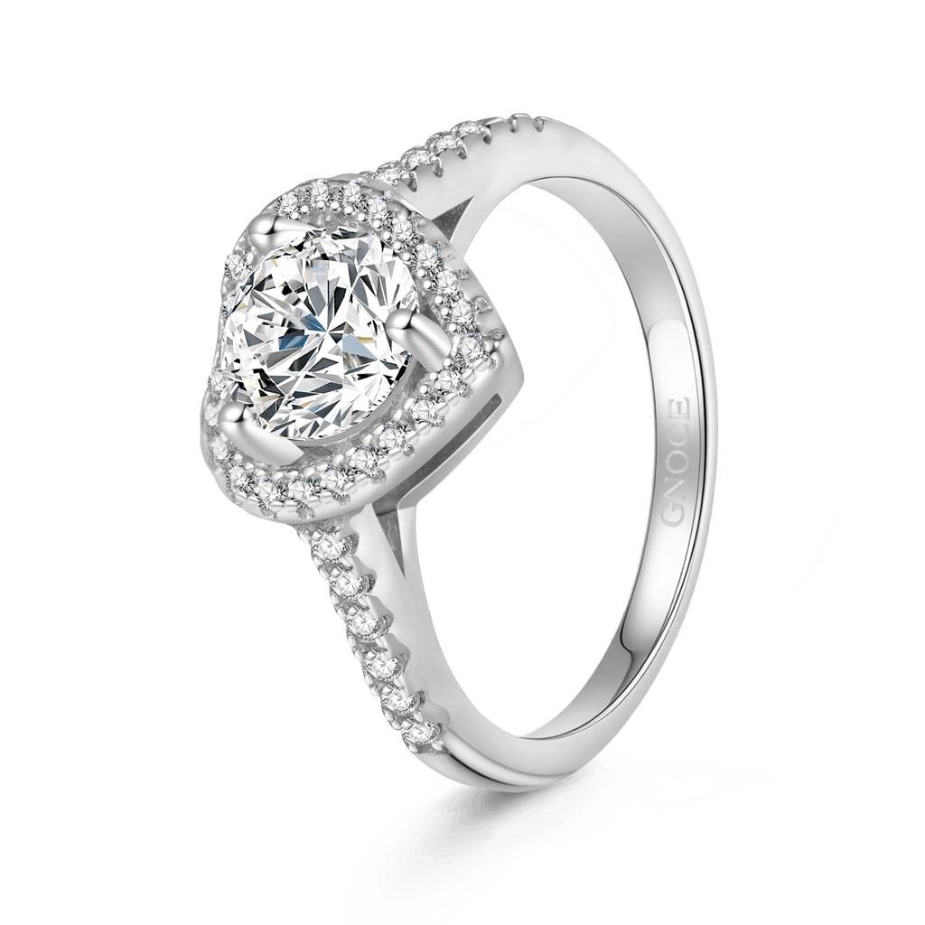 Gnoce Brilliant Hearts 1Ct Heart Cut VVS Moissanite Halo Engagement Ring_2