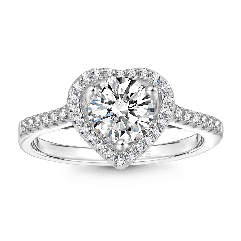 Gnoce Brilliant Hearts 1Ct Heart Cut VVS Moissanite Halo Engagement Ring_1
