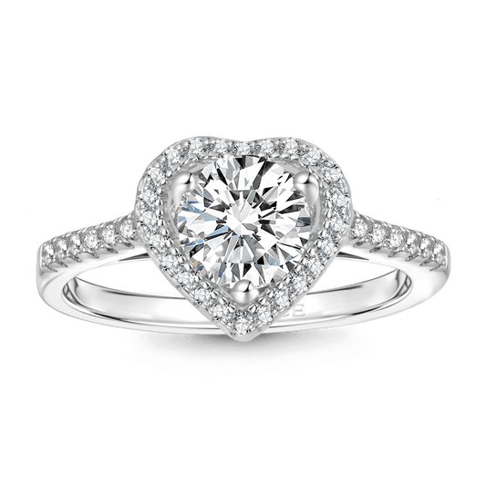 Gnoce Brilliant Hearts 1Ct Heart Cut VVS Moissanite Halo Engagement Ring_1