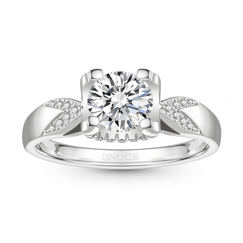 Gnoce Sparkling Twist 1.0 Ct Round VVS Moissanite Engagement Ring_1