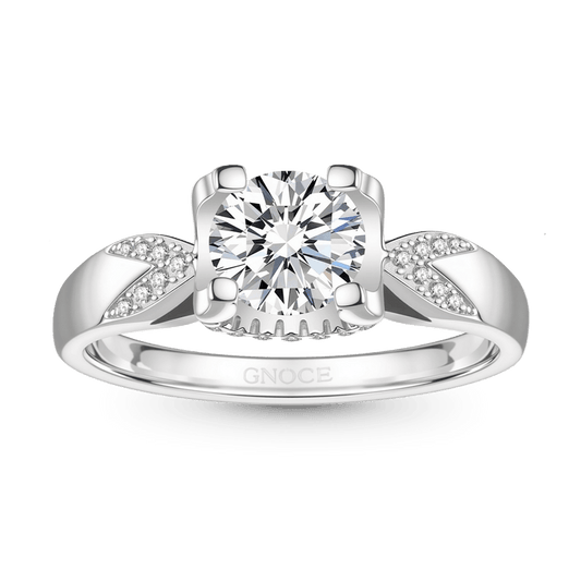 Gnoce Sparkling Twist 1.0 Ct Round VVS Moissanite Engagement Ring_1