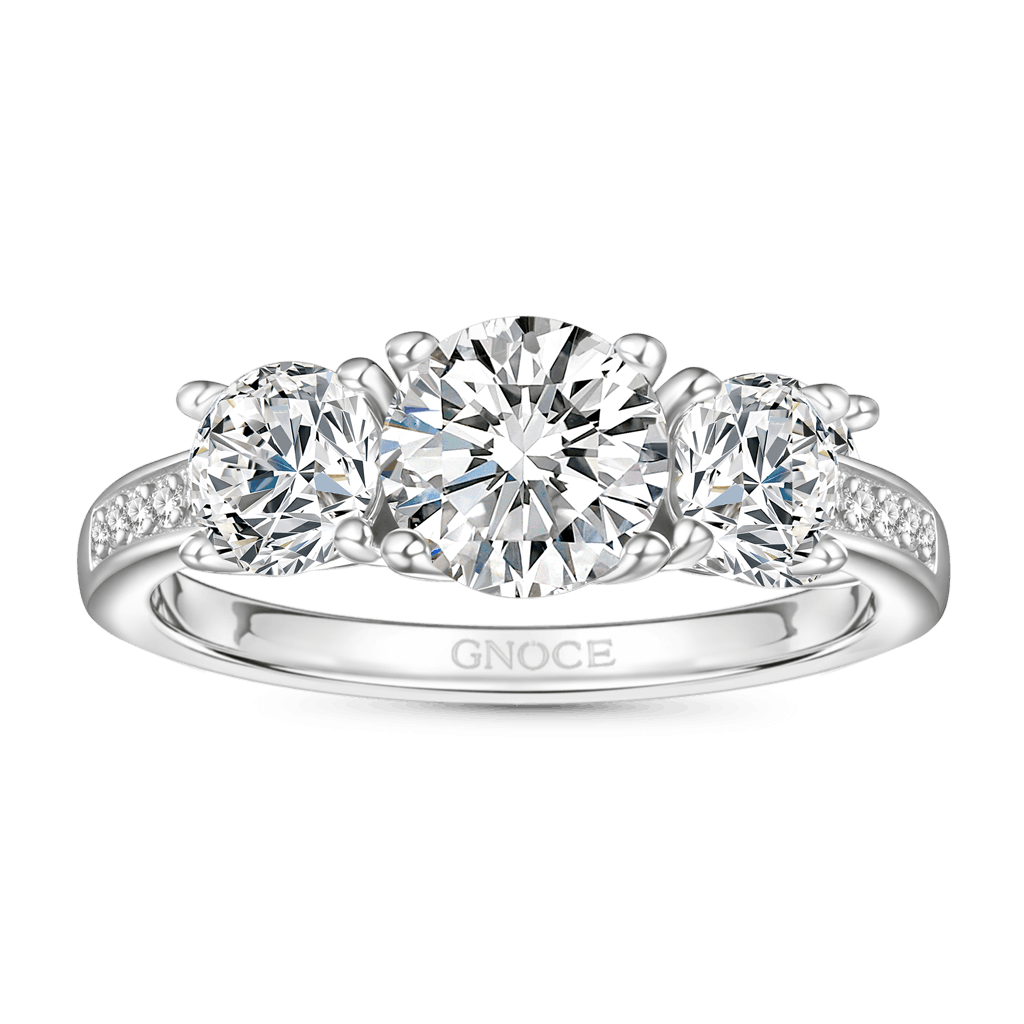 Gnoce 0.7 Ct Round VVS Moissanite Three-Stone Ring_1