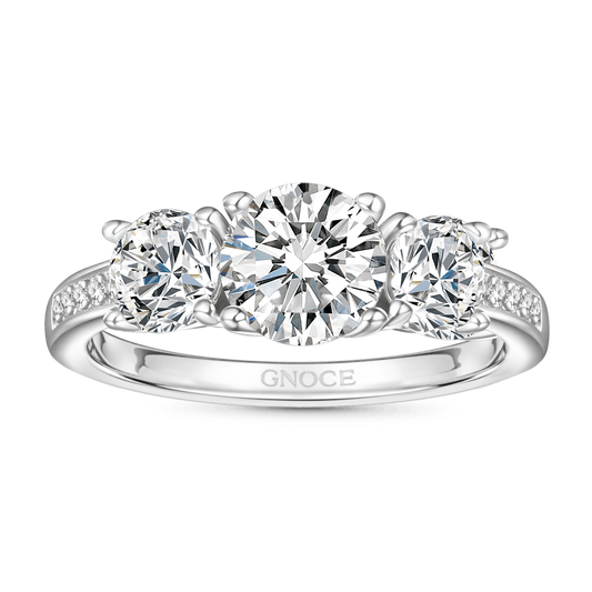 Gnoce 0.7 Ct Round VVS Moissanite Three-Stone Ring_1