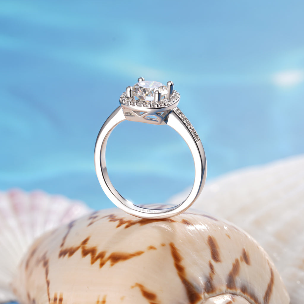 Gnoce Classic Cushion Halo 925S & VVS Moissanite Engagement Ring_3