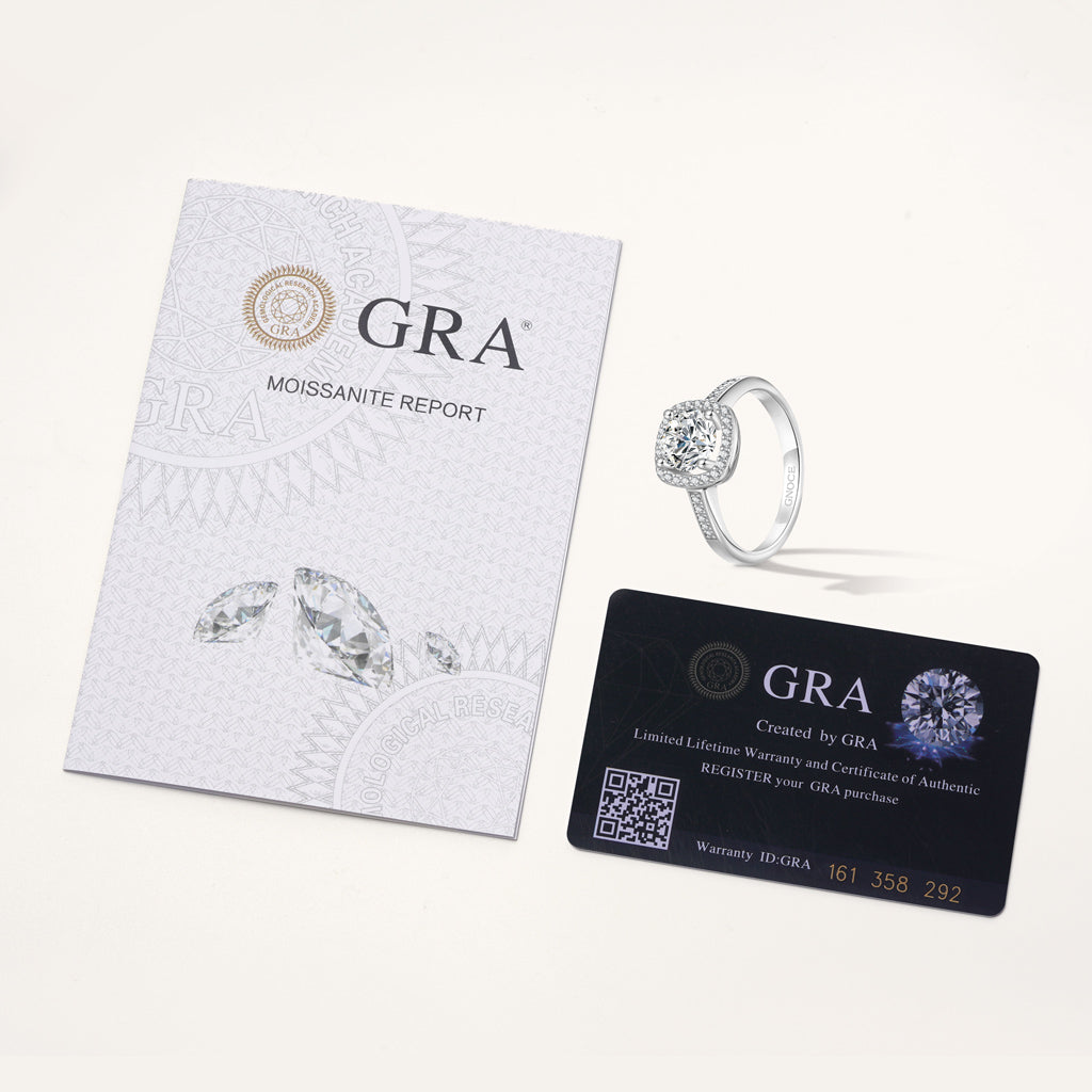 Gnoce Classic Cushion Halo 925S & VVS Moissanite Engagement Ring_4