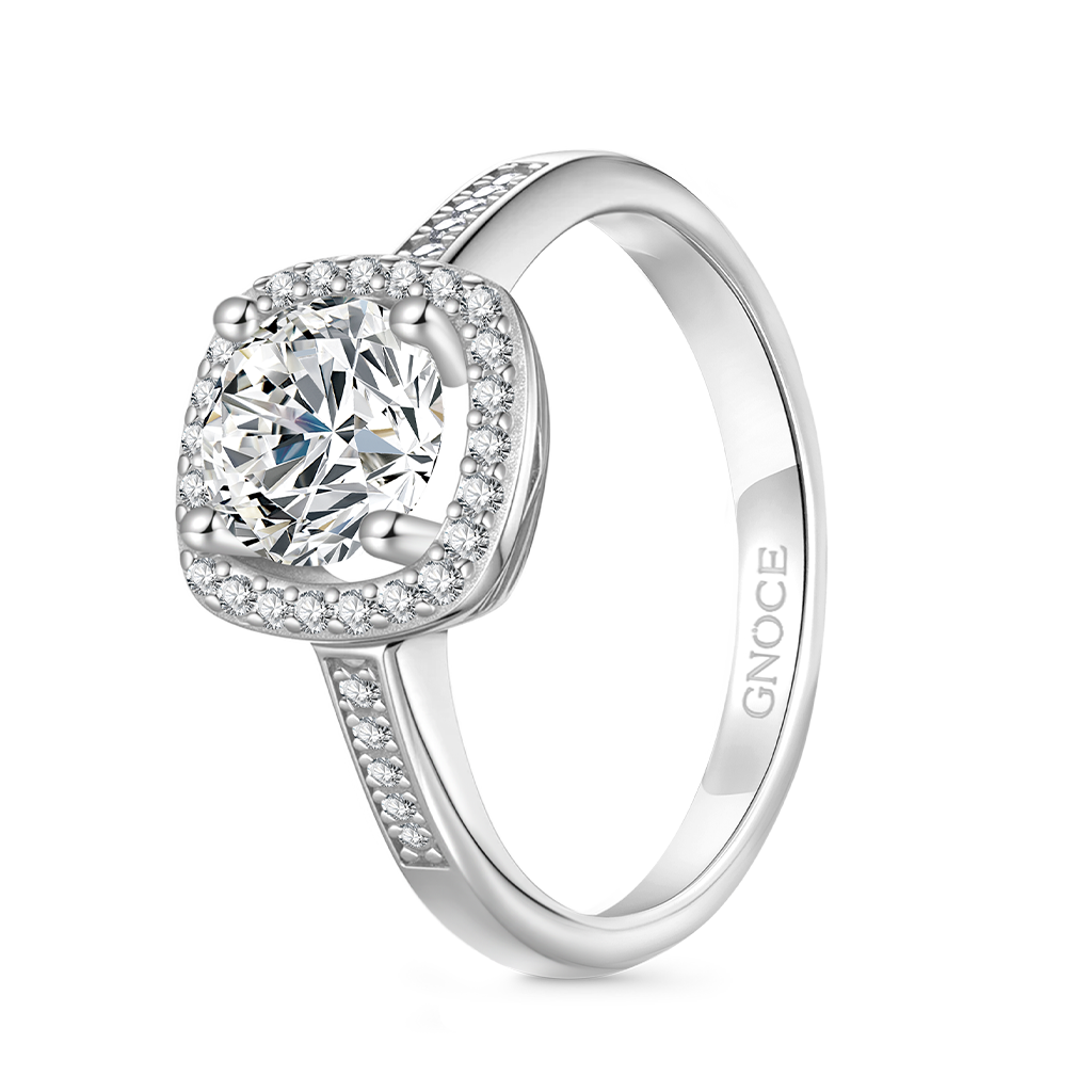 Gnoce Classic Cushion Halo 925S & VVS Moissanite Engagement Ring_2