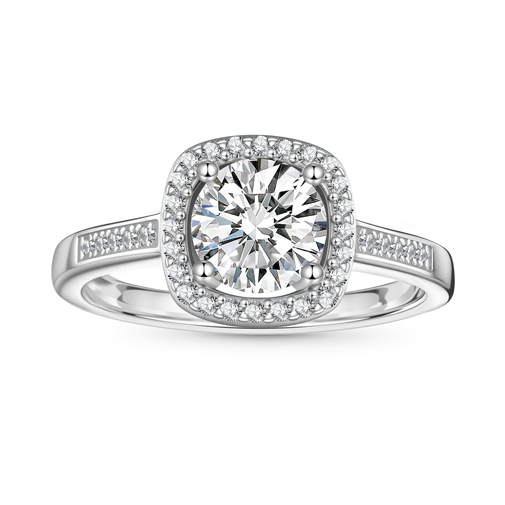 Gnoce Classic Cushion Halo 925S & VVS Moissanite Engagement Ring_1