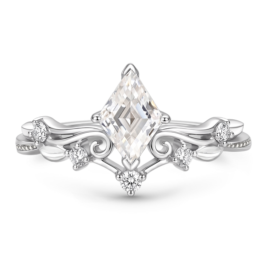 Gnoce Leaf & Vine  Diamond-cut Engagement Ring Platinum-plated Silver Blend_1