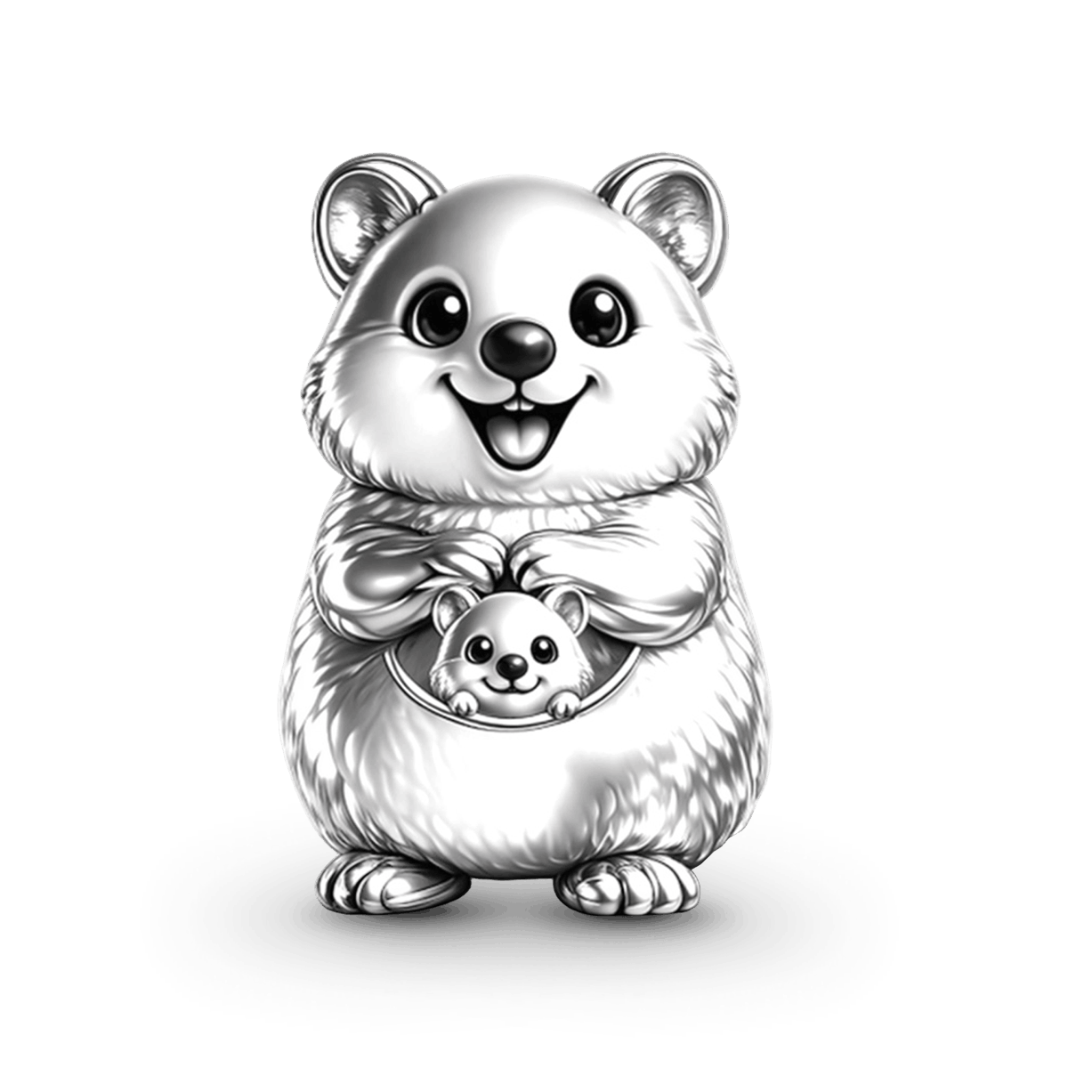 Gnoce Quokka Embraces Baby Charm Platinum-plated Silver Blend_1