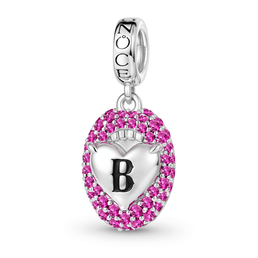 Gnoce Open Mouth Heart Engravable Charm Platinum-plated Silver Blend_1