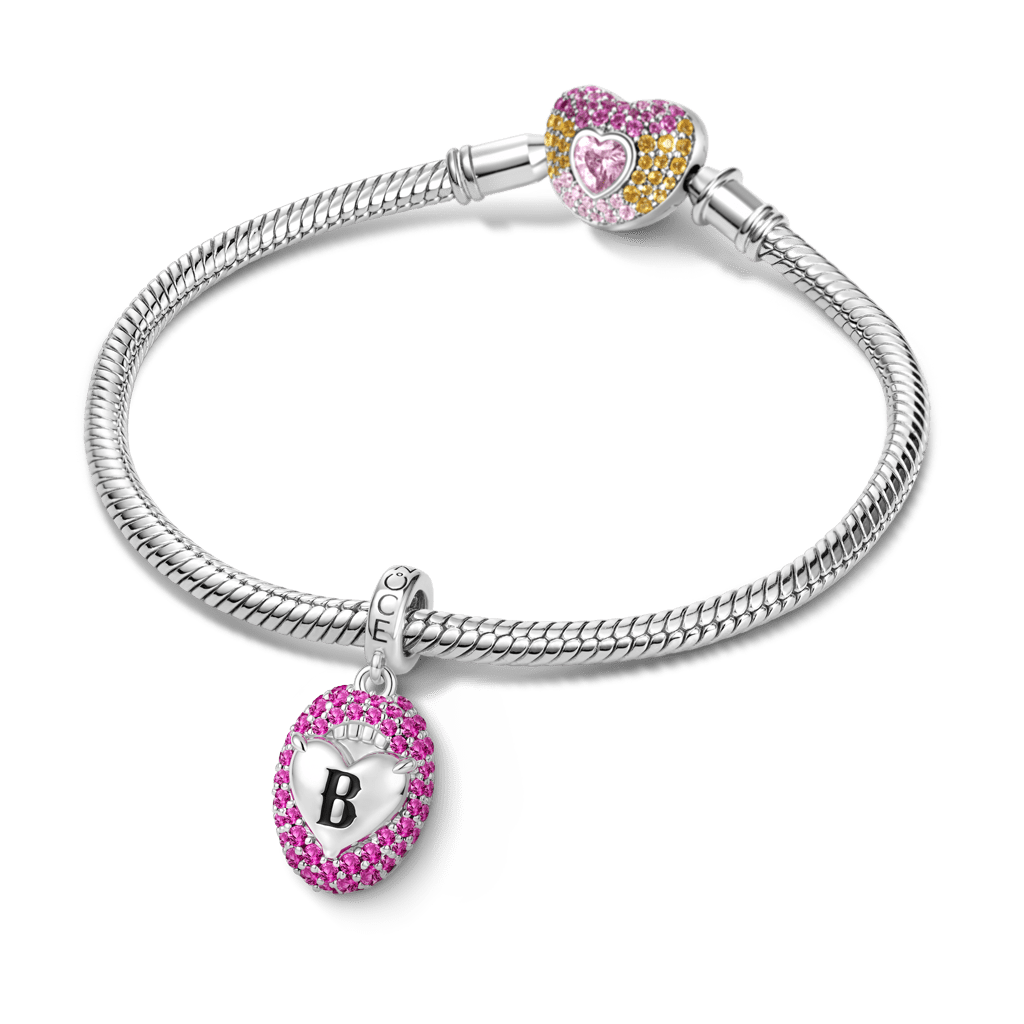 Gnoce Open Mouth Heart Engravable Charm Platinum-plated Silver Blend_3