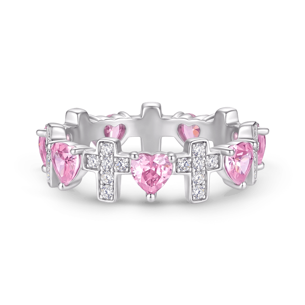 Gnoce Heart & Cross Ring Platinum-plated Silver Blend_1