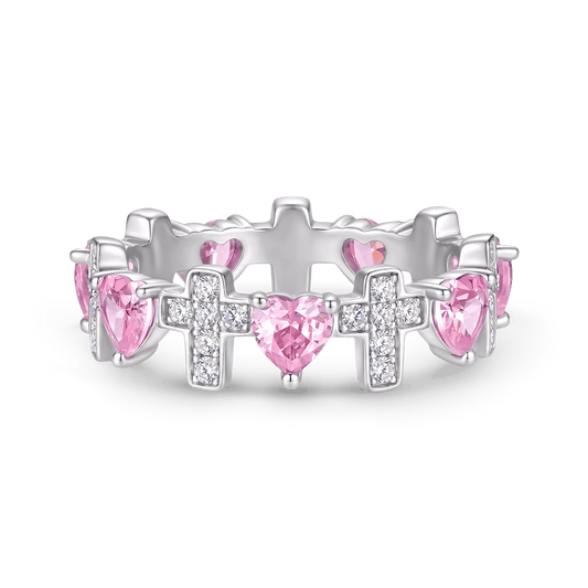Gnoce Heart & Cross Ring Platinum-plated Silver Blend_1