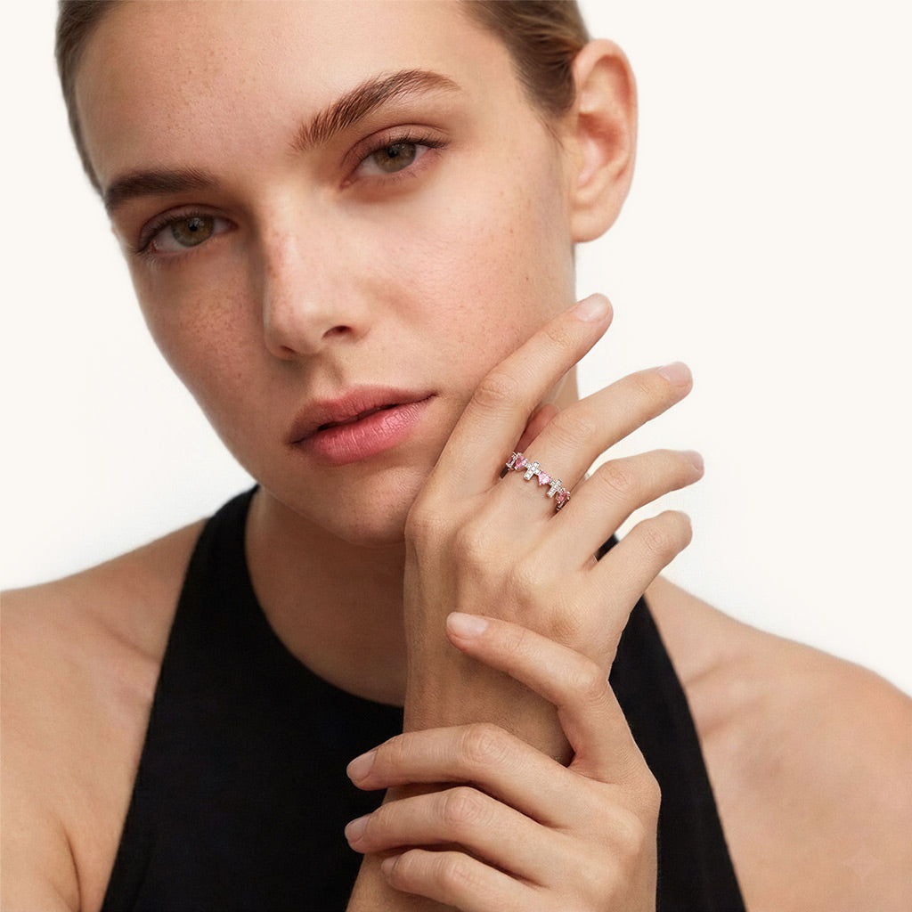Gnoce Heart & Cross Ring Platinum-plated Silver Blend_3