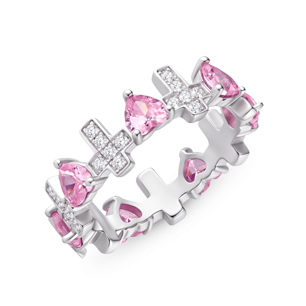 Gnoce Heart & Cross Ring Platinum-plated Silver Blend_4