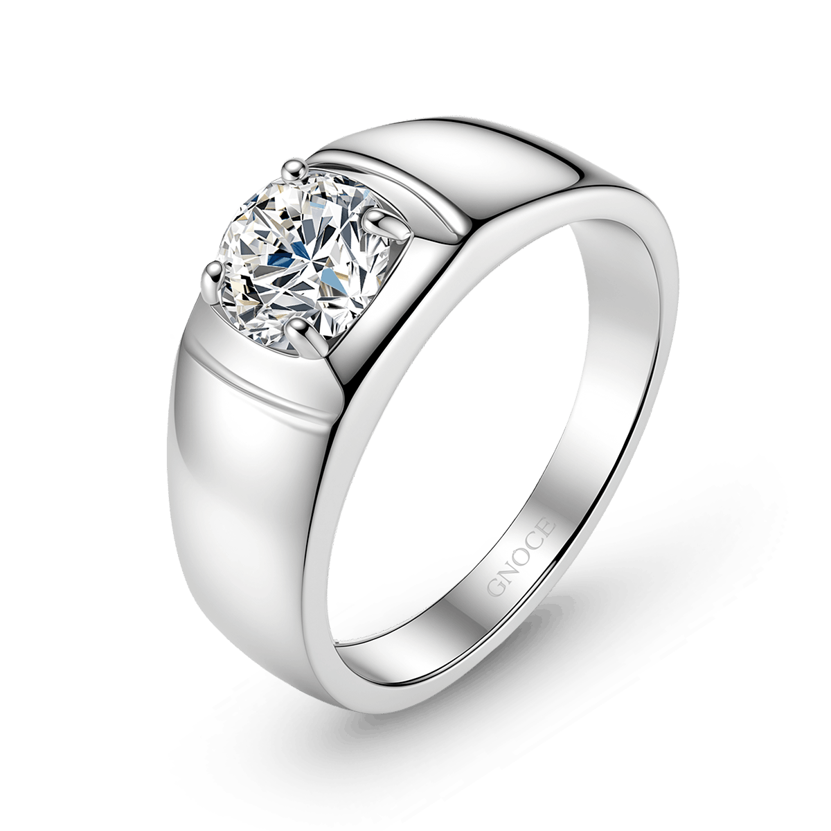 Gnoce Moissanite Solitaire Men Ring Platinum-plated Silver Blend_2