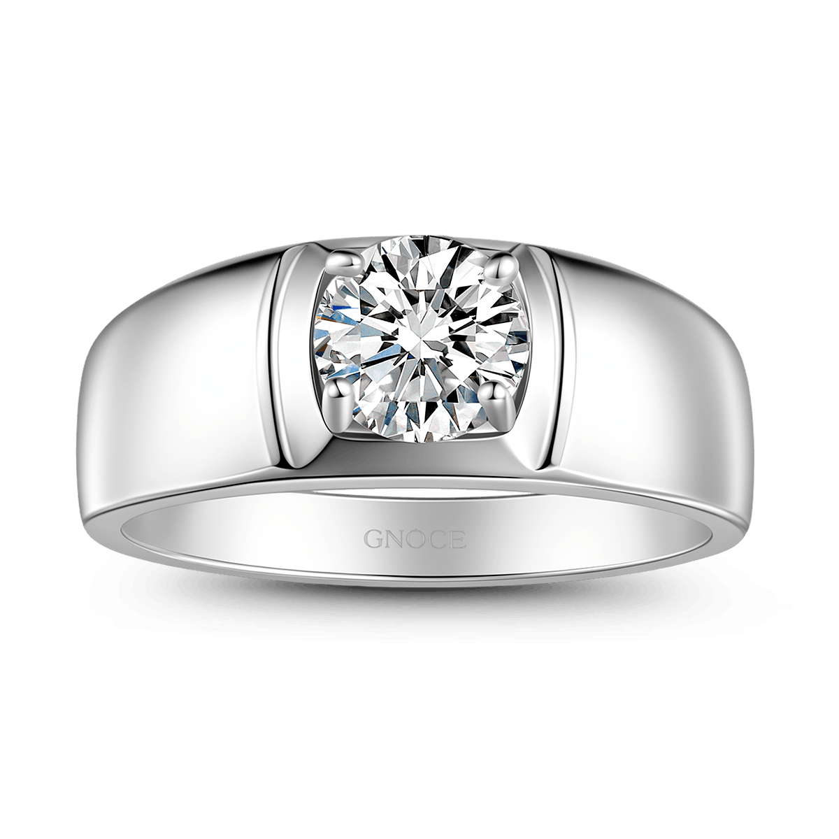 Gnoce Moissanite Solitaire Men Ring Platinum-plated Silver Blend_1