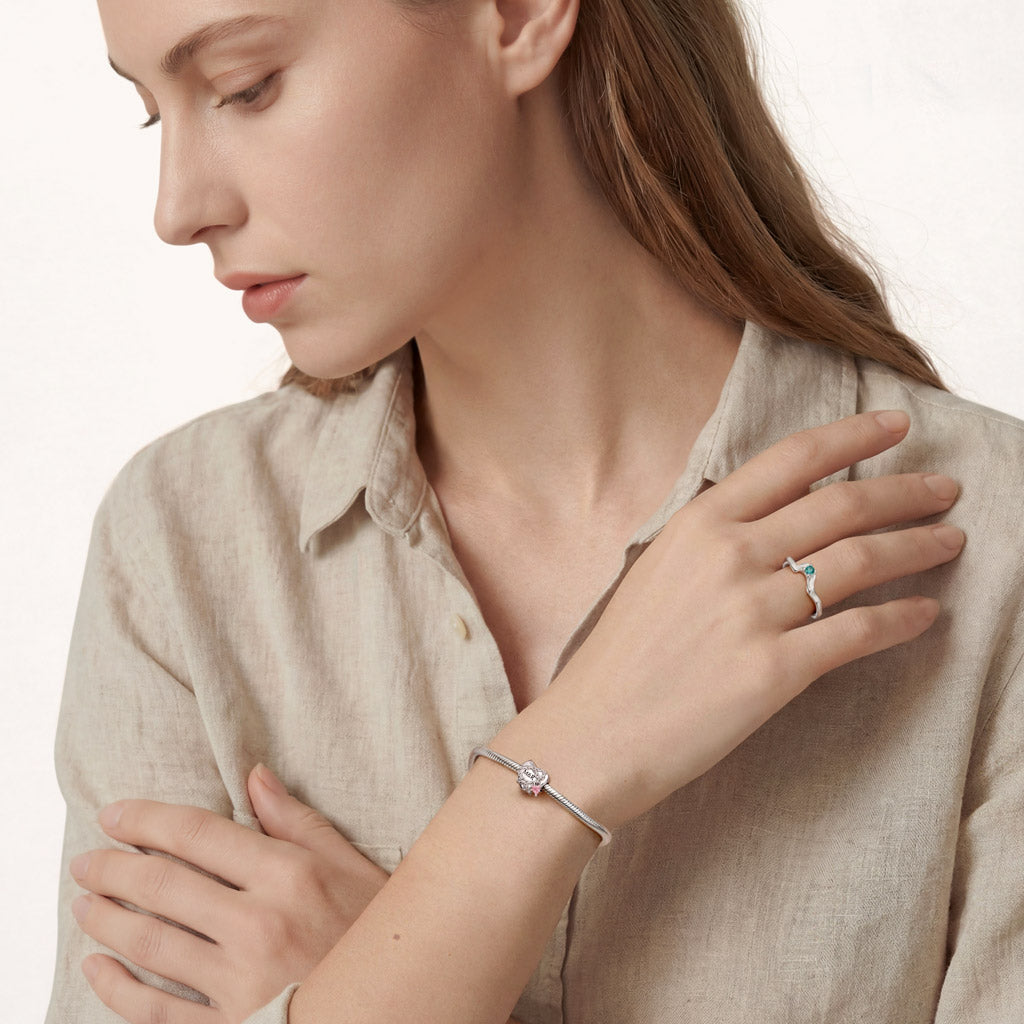 Gnoce Chains of Love Heart Charm Platinum-plated Silver Blend_4