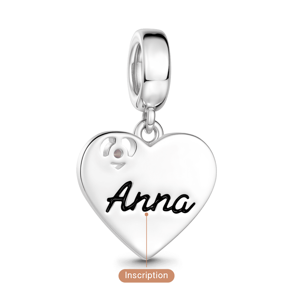 Gnoce Heart GPS Coordinate Engravable Charm Platinum-plated Silver Blend_6