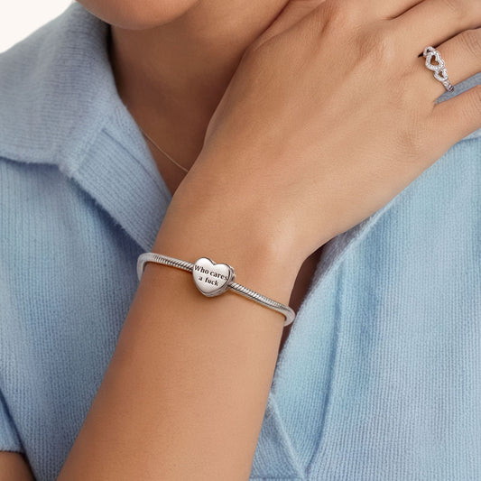 Gnoce Heart Engravable Charm Platinum-plated Silver Blend_2