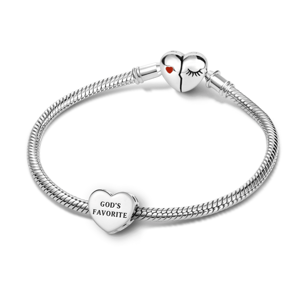 Gnoce Heart Engravable Charm Platinum-plated Silver Blend_3