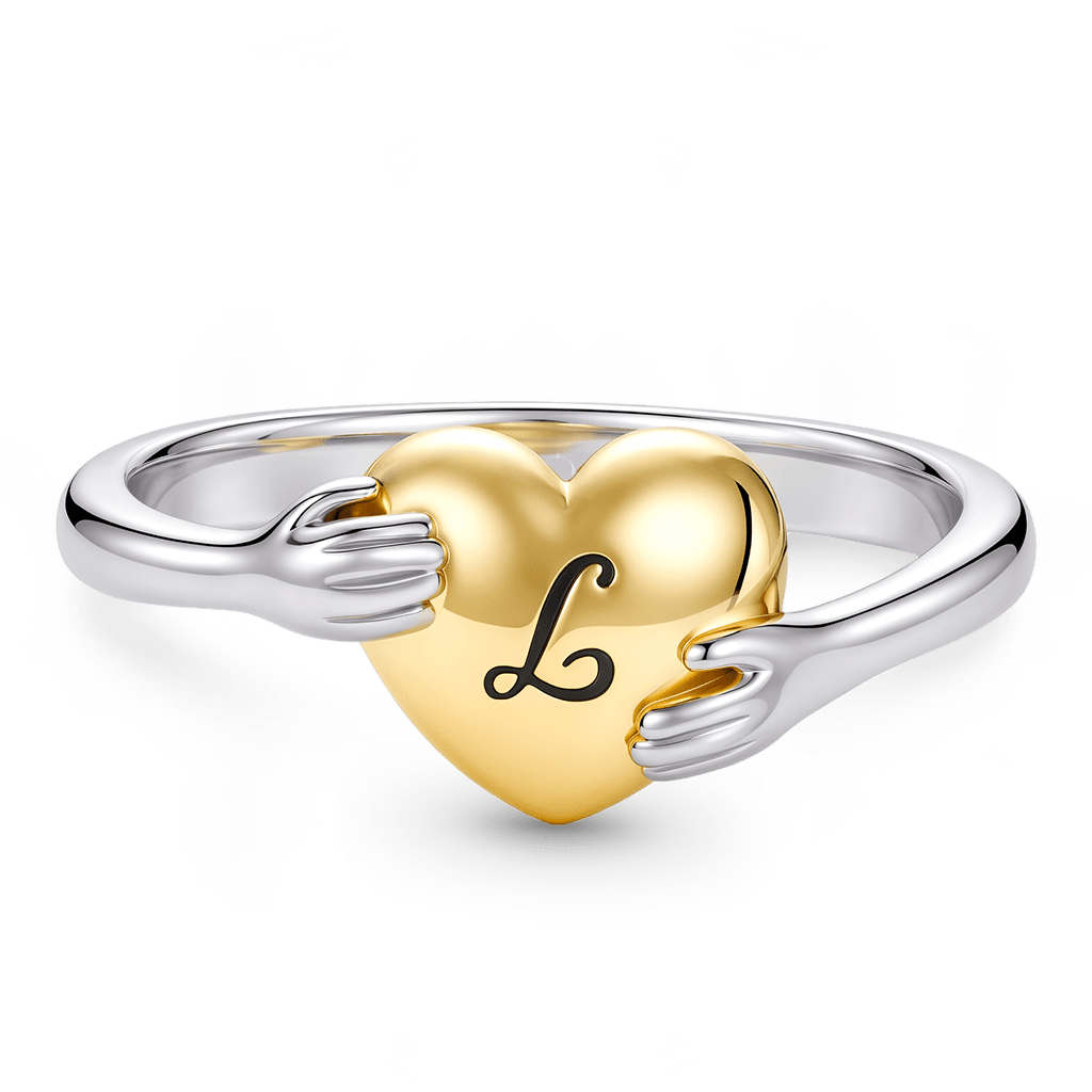 Gnoce Embrace Your Heart Engravable Ring Platinum-plated Silver Blend_1