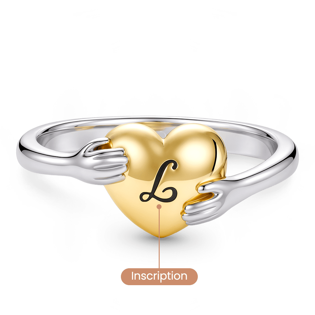 Gnoce Embrace Your Heart Engravable Ring Platinum-plated Silver Blend_4