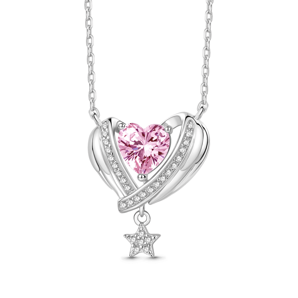 Gnoce Heart & Star Necklace Platinum-plated Silver Blend_1