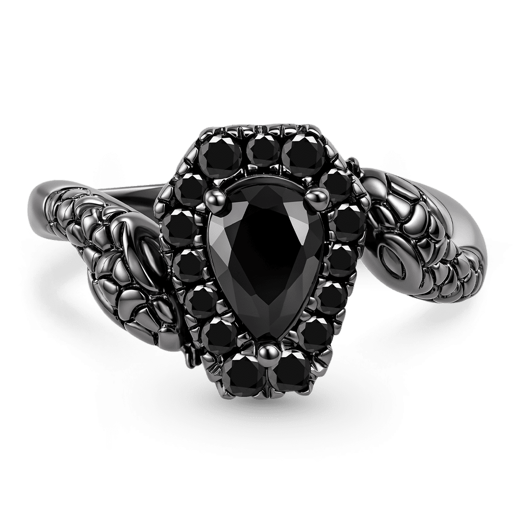 Gnoce Dark Style Snake Pear-Cut Engagement Ring_1