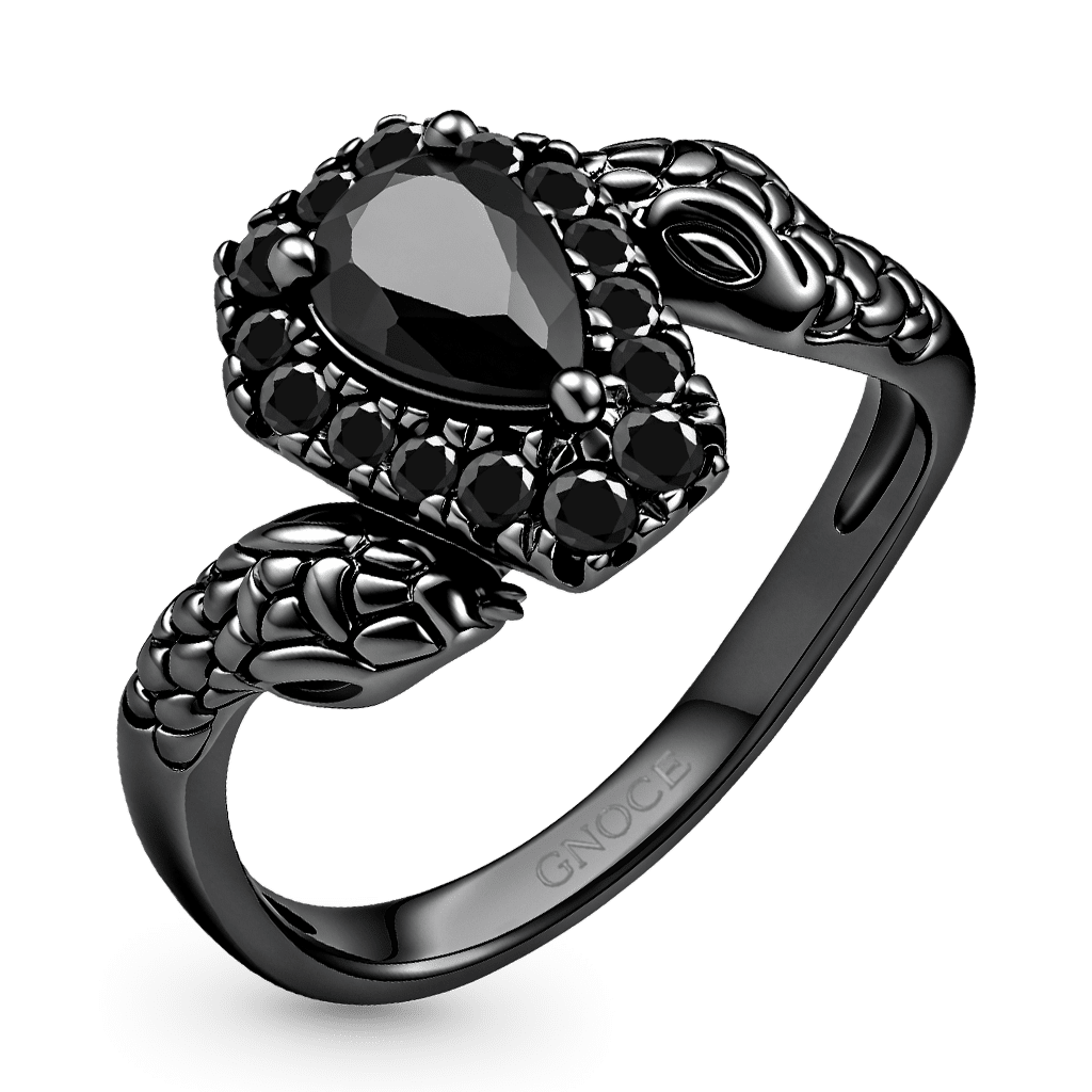 Gnoce Dark Style Snake Pear-Cut Engagement Ring_4