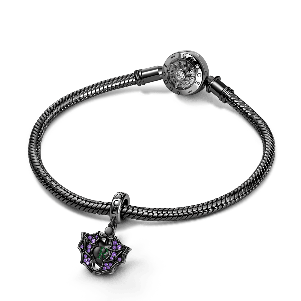 Gnoce Dark Sstyle Openable Bat & Heart Engravable Charm_3